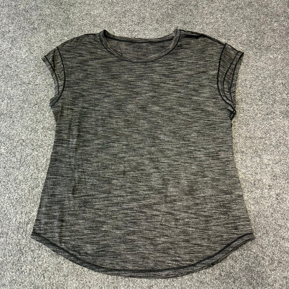 Lululemon Shirt Womens Size 6 Gray Space Dye Short Sleeve Athletic Yoga Top